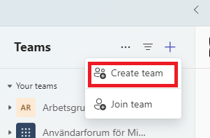 Image showing how to create a team