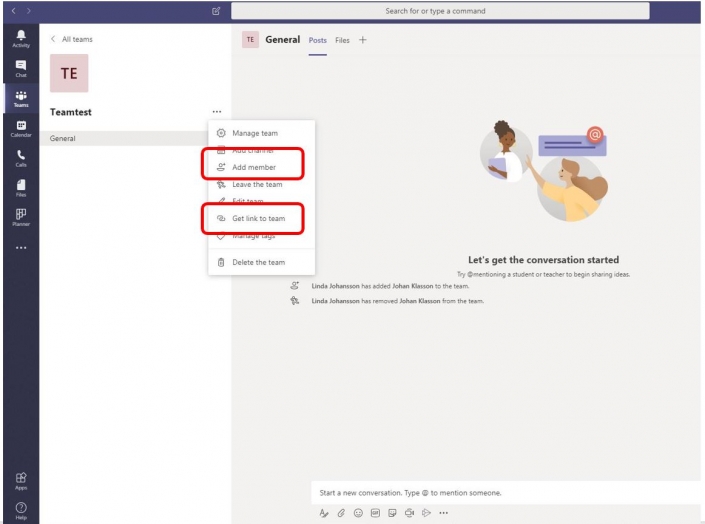 Inviting members to a team or channel in Teams – Manual