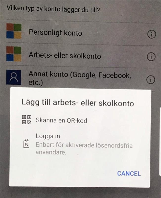 Microsoft Authenticator adding account