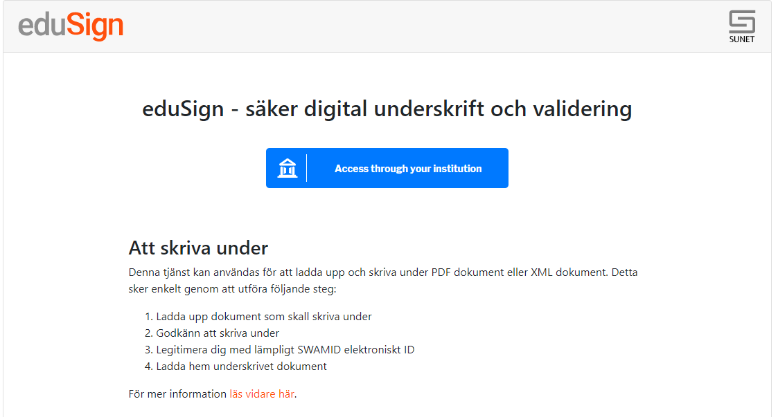 Vy inloggning eduSign