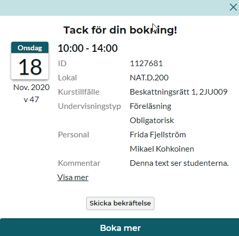 Bokningsbekräftelse