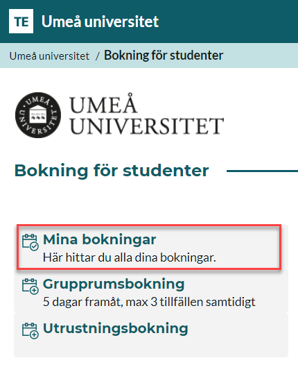 Välj Mina bokningar