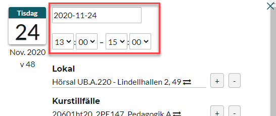Ändra datum och tid