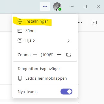 Bild som visar var du hittar inställningar