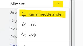 Bild som visar var du hittar kanalmeddelanden