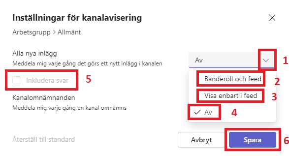 Bild som visar hur du anpassar kanalmeddelanden