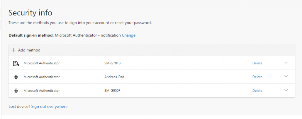 Add method multi-factor authentication