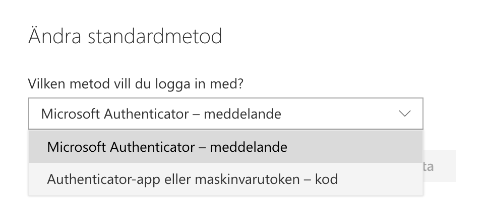 Ändra standardinloggningsmetod Authenticator