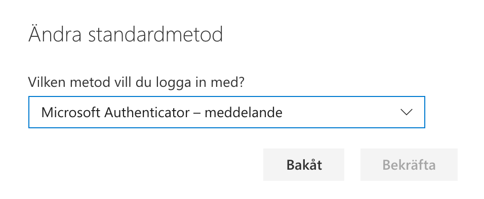 Bekräfta byte standardinloggnin Authenticator