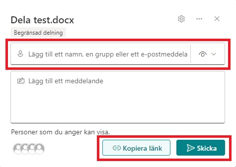 Bild som visar hur du delar en fil