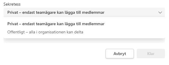 Bild som visar hur du växlar mellan team