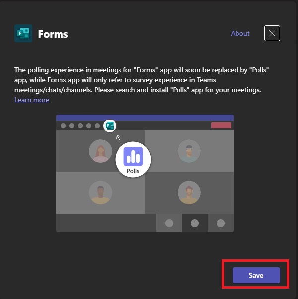 Image showing where to save the poll