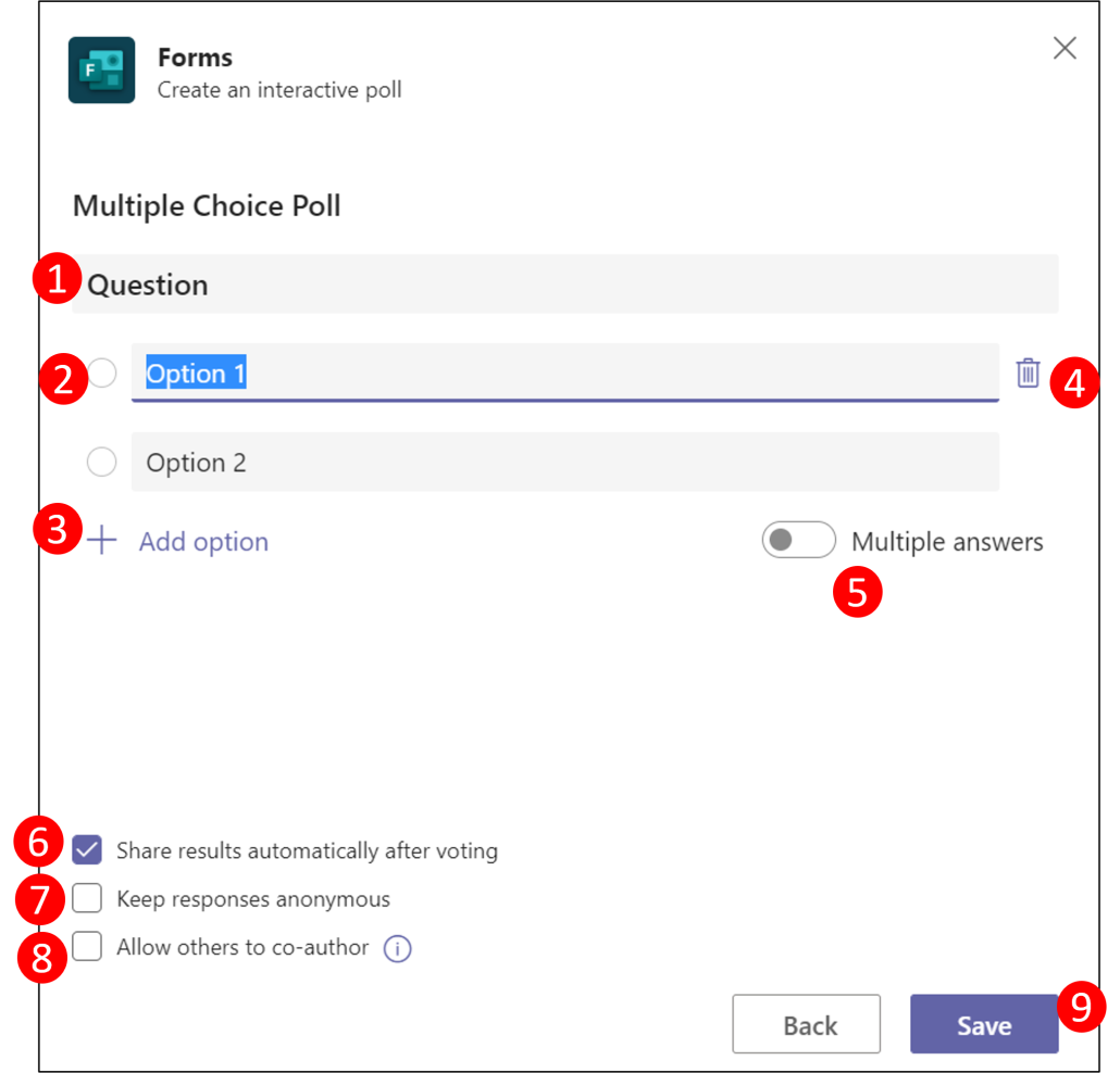 Make a planned poll with Forms in a Teams meeting - multiple choice poll