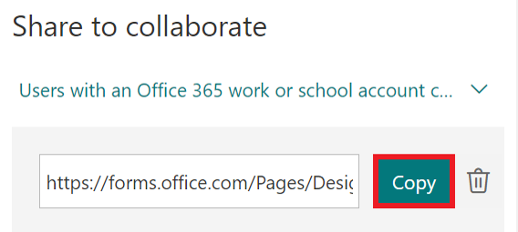 Share to collaborate - select copy
