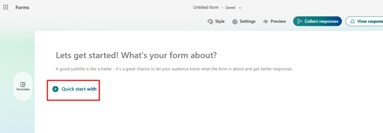 Create questions for a form in Forms – Manual