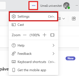 Image showing how to change notifications in teams