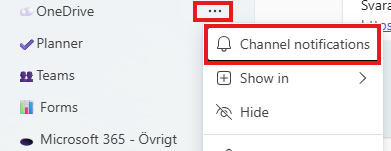 Image showing how to change notifications in teams
