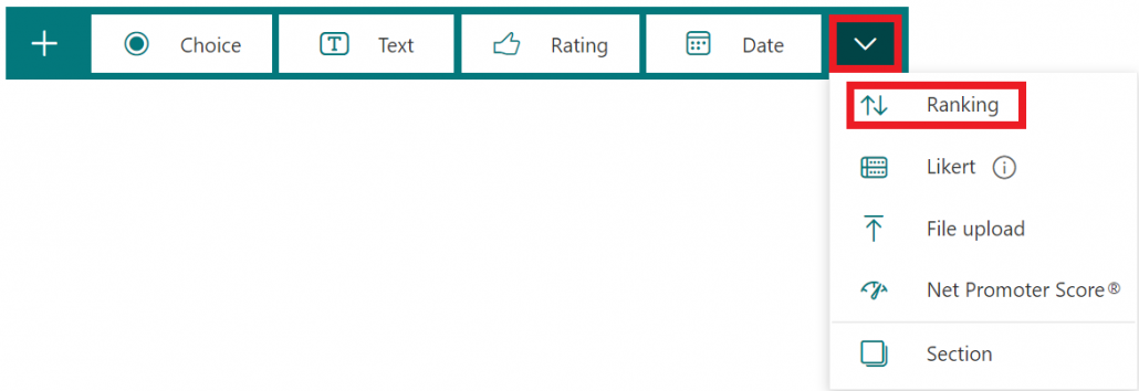 Create questions for a form in Forms โ Manual