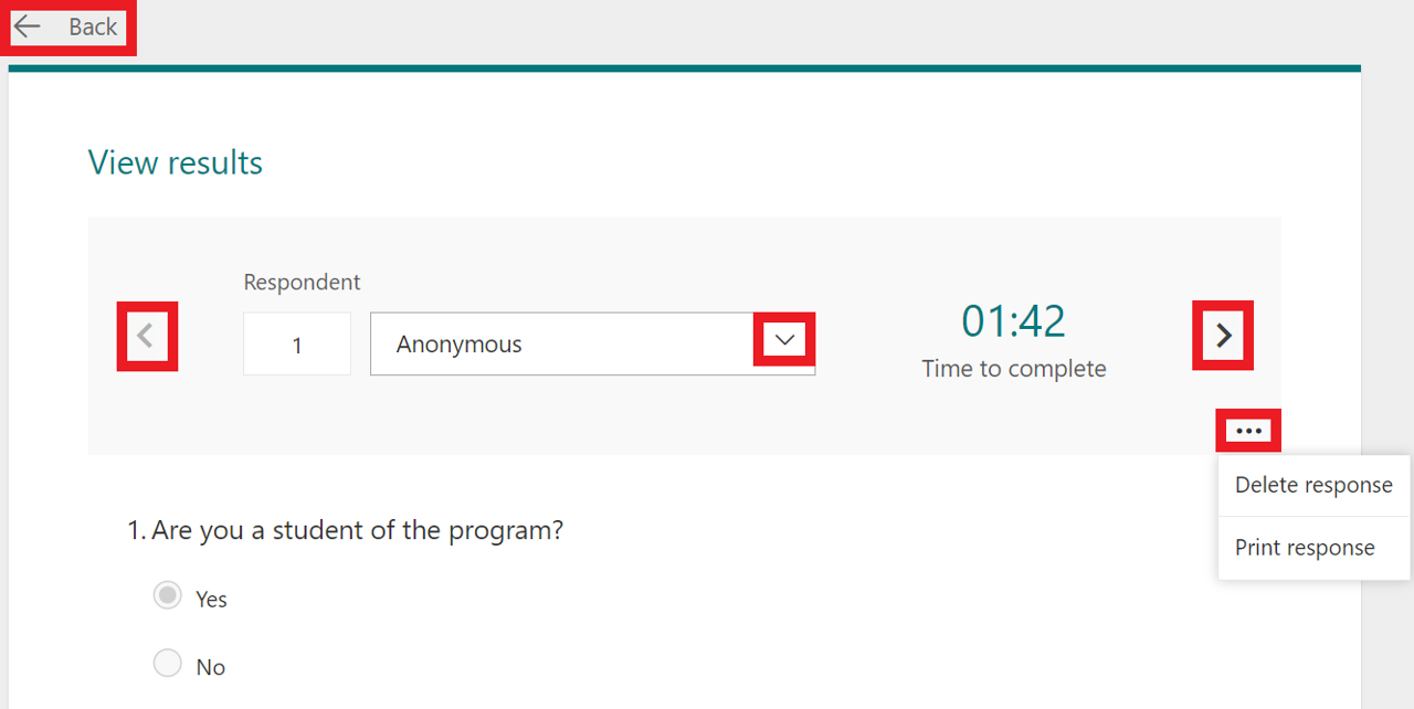 reveiw results from a form - reveiw tab decription