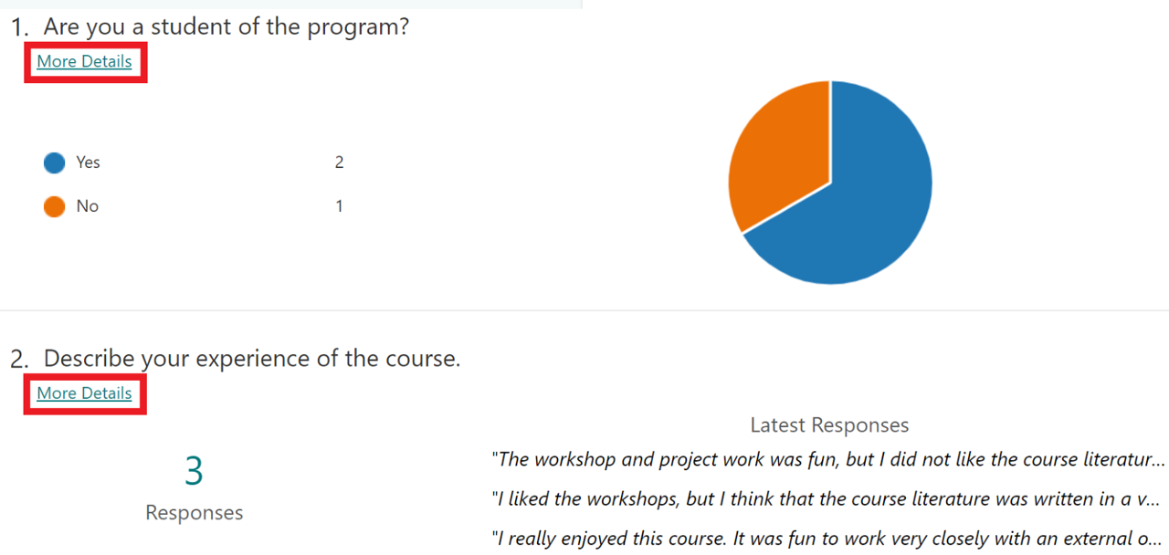 review results from a form - more details