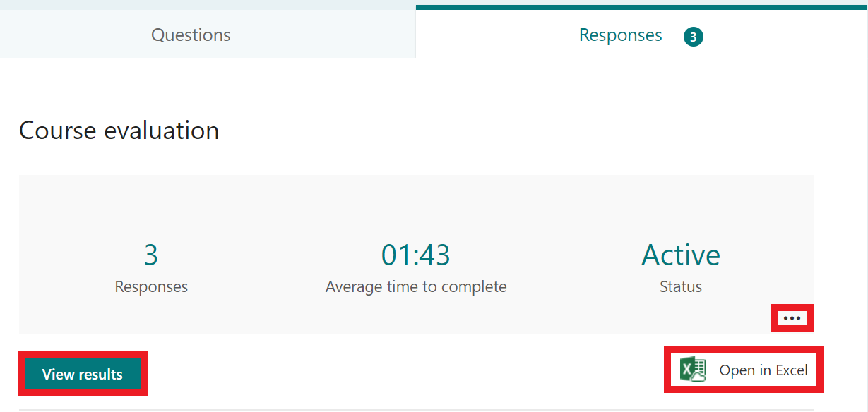 review results in forms - responses tab decriptions