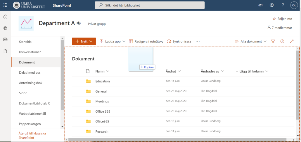 dra över fil i sharepoint dokumentbibliotek