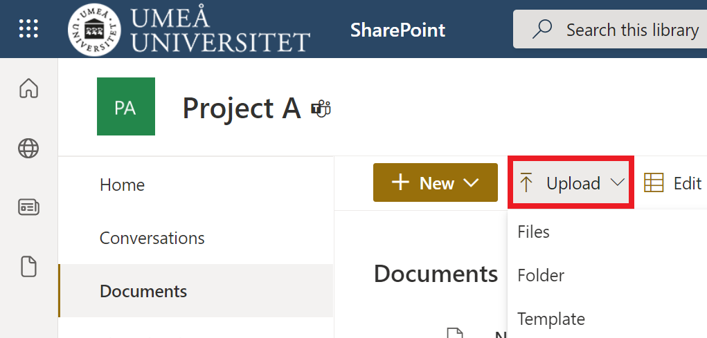 upload files in sharepoint - upload - select files folder template