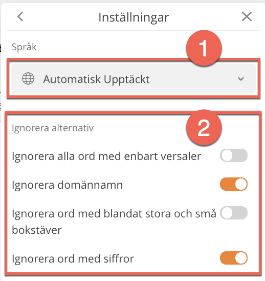 Inställningar för språk