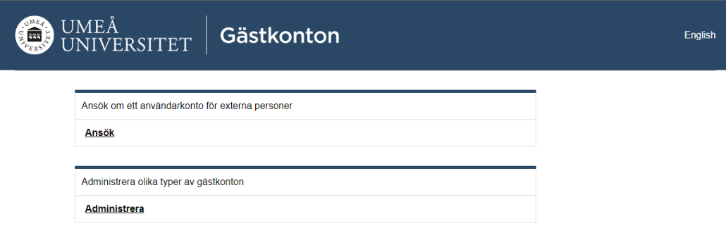 Ansök eller administrera Gästkonto 