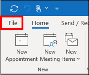 Activate weeknumbers in Outlook for Windows - choose file tab