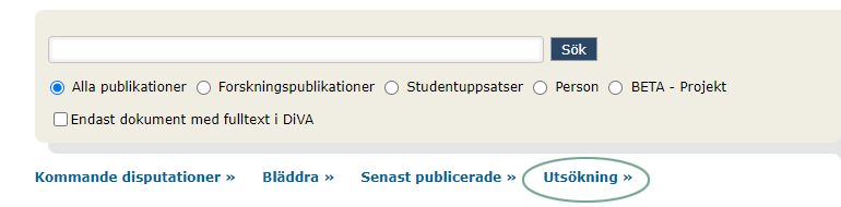 Länk till Utsökning i DiVA
