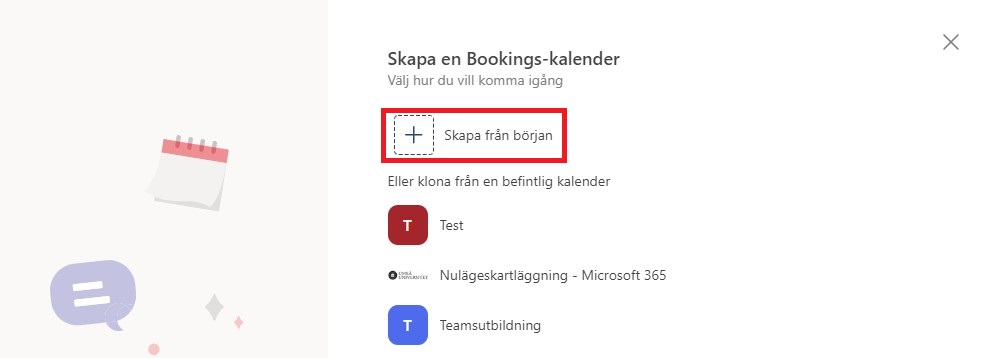 Bild som visar hur du skapar en ny bokningssida