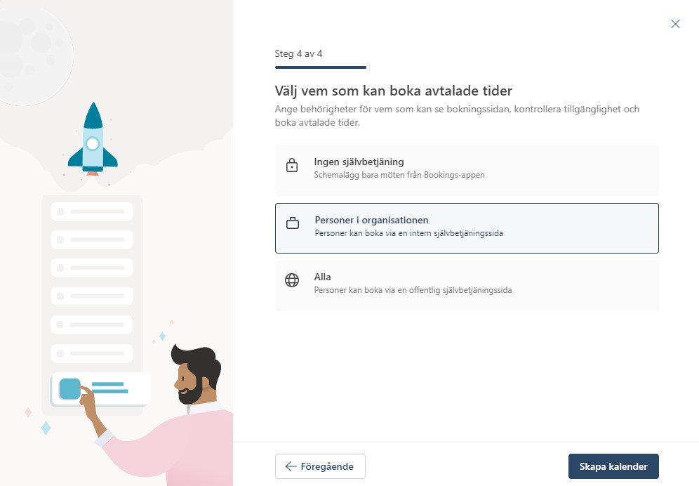 Bild som visar vem som kan boka tider i din kalender.