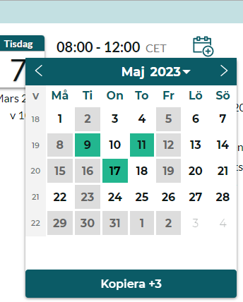 Kalenderwidget för kopiering