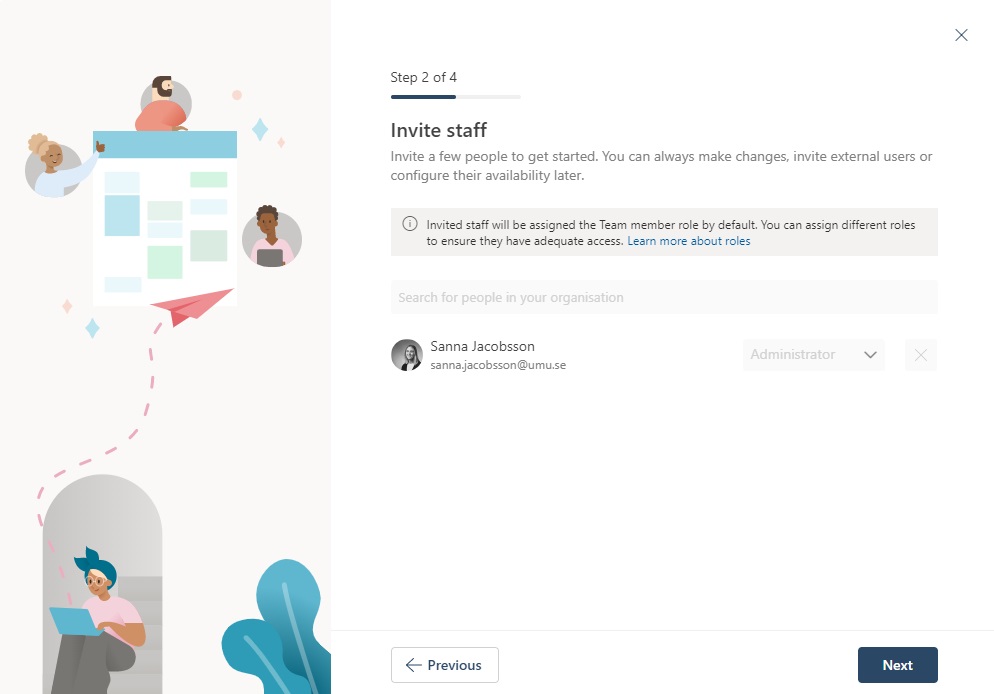 Image showing how you can invite staff to your booking site