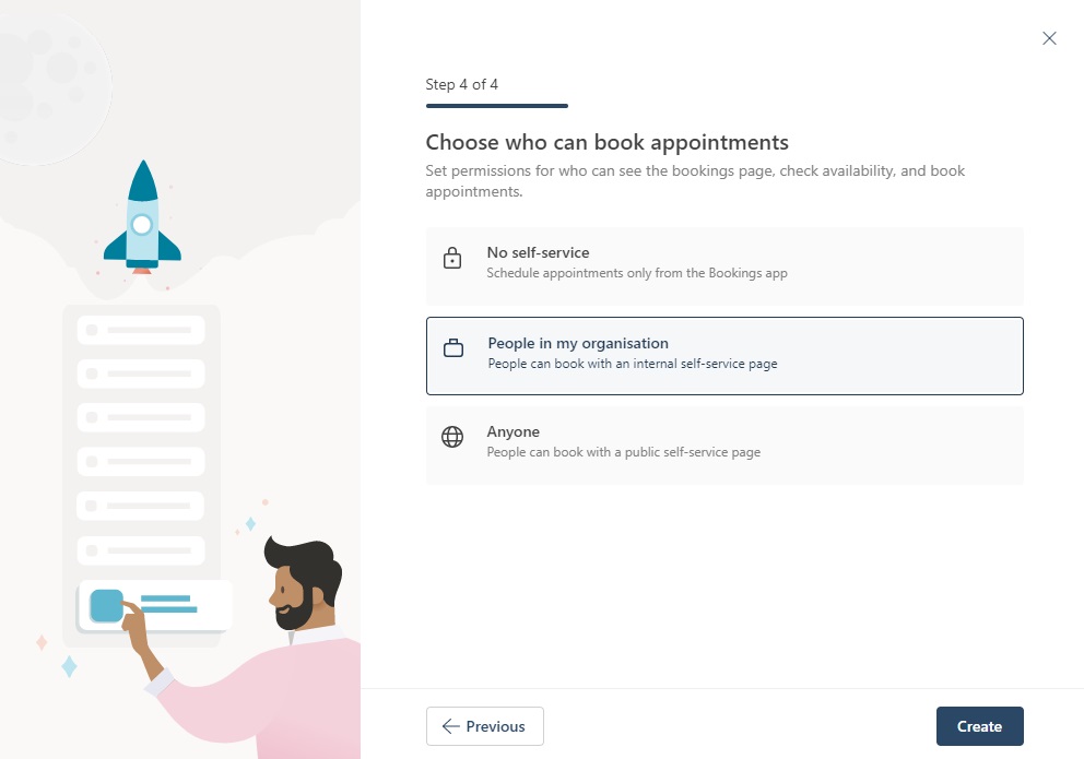 Image showing the alternatives for who can book