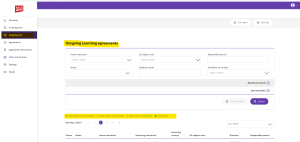 Filtrera Online Learning Agreement i Solemove