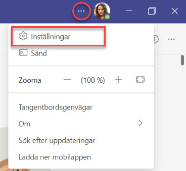 Inställningar i Teams