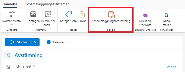 Bild som visar schemaläggningsomröstningen i menyraden