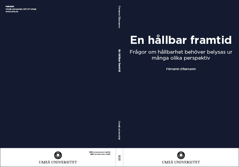 Exempel på avhandlingsomslag med färg på fram-och baksida.