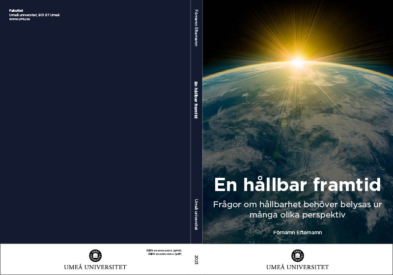 Exempel på avhandlingsomslag med bild på framsida och färg på baksidan.