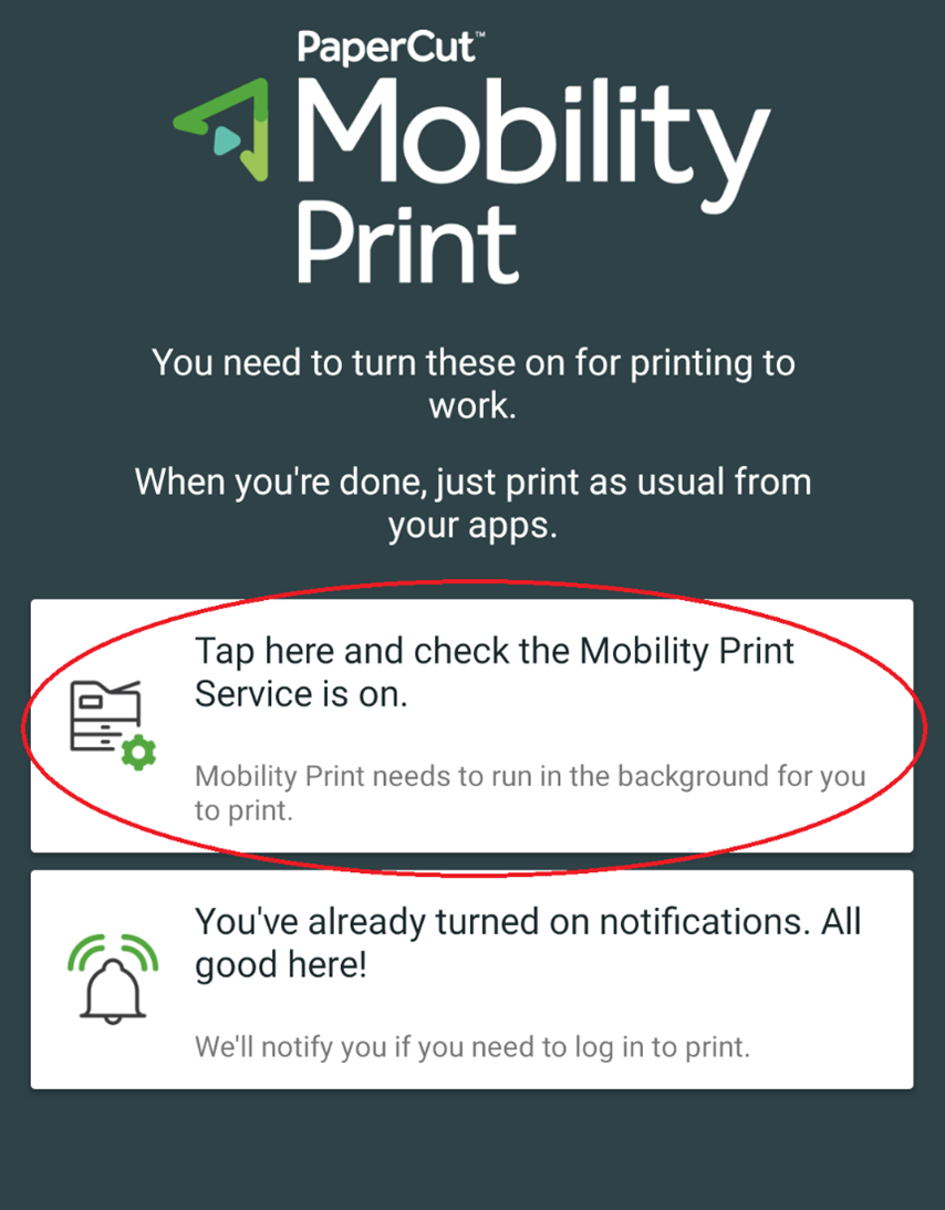Använd Umu-print via Mobility Print för telefon eller surfplatta – Manual
