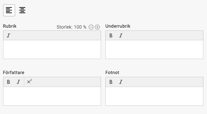 Formulär för sidhuvud.
