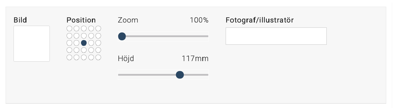 Så här ser bilddelen i formuläret till grafiskt mallverktyg.