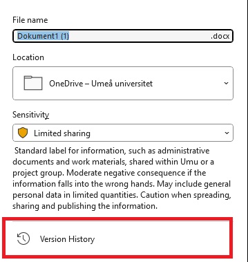 Image showing where ti find the version history