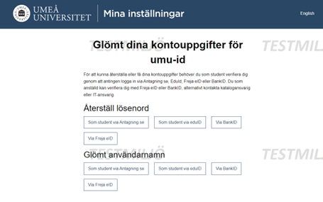 Bild som visar hur du återställer ditt lösenord