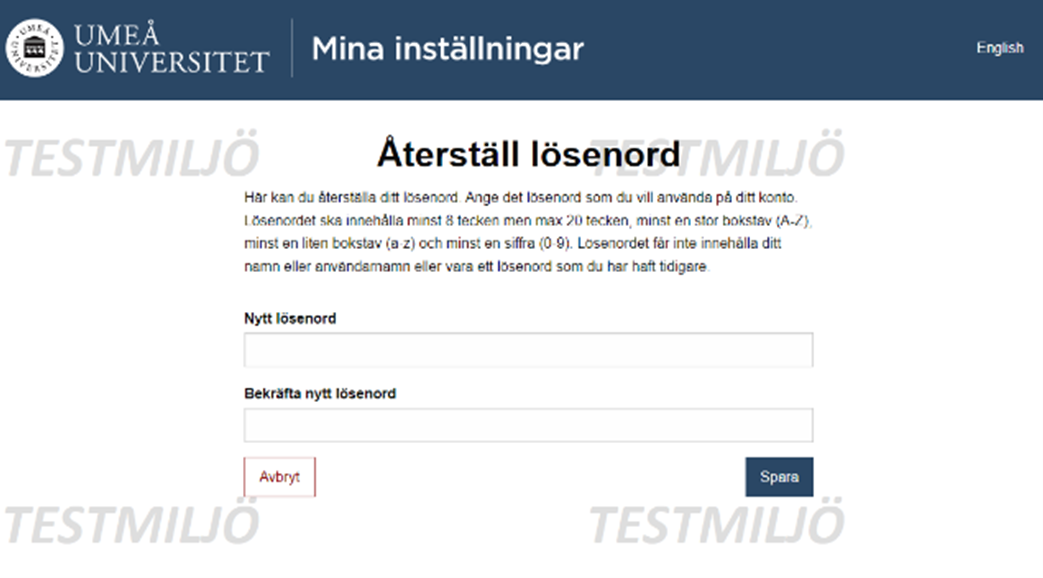 Bild som visar hur det ser ut när du väljer ett nytt lösenord