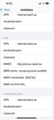 APN inställningar i iphone