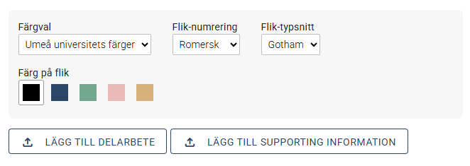 Grundinställningar för delarbeten är färg, typ av numrering och typsnitt.