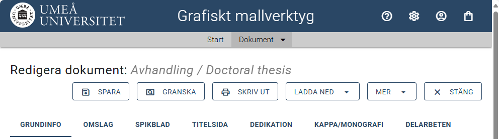 Monteringsmallens sektioner